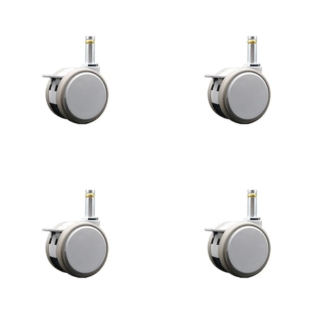 Service Caster 2.375 Inch MRI Safe Casters with Brakes, 7/16 Grip Ring Stem, Set of 4, SCC, 4PK SCC-GR02S60-TPR-GRY-B-716138-MRI-4